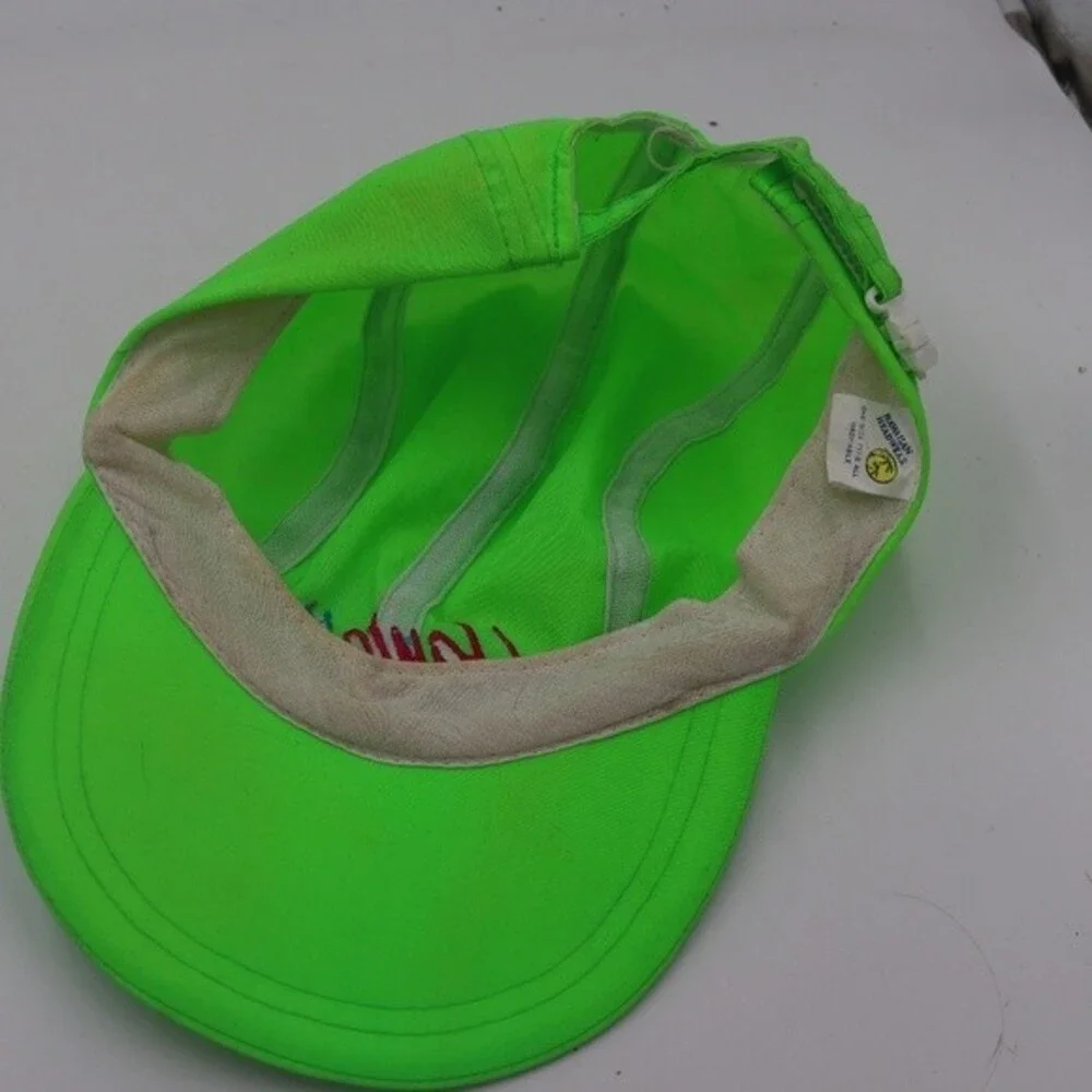 Hawaiian Headwear Vintage 90s Hawaii Neon Green Adjustable Hat Cap